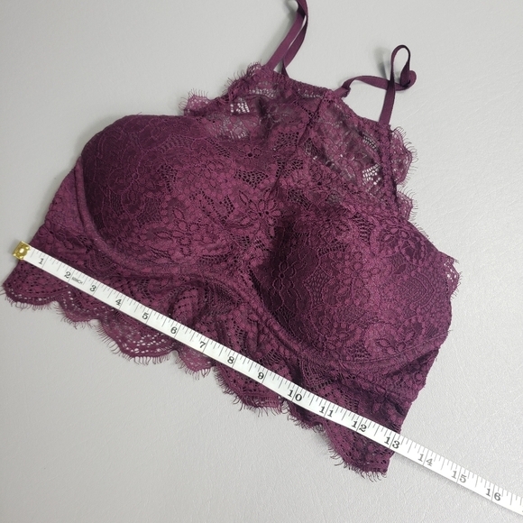 Pink Victoria's secret VS purple lace high neck push up bralette size small - Picture 3 of 9